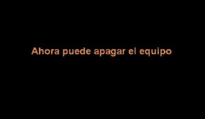 Mensaje de despedida de Windows 95 en español: "Ahora puede apagar el equipo" sobre fondo negro.