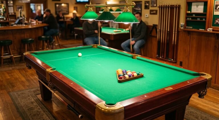 Mesa de billar en un bar, ejemplo de actividad recreativa que puede generar nuevas fuentes de ruido.